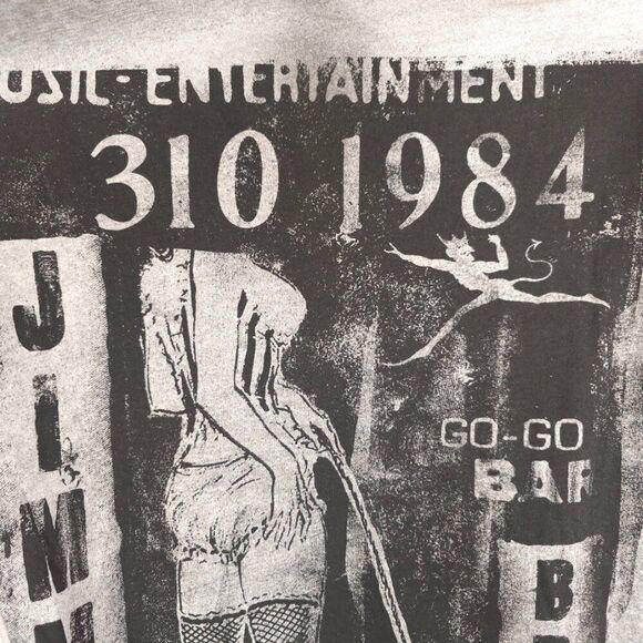 Vintage JimmyZ Polo Shirt Mens Size Medium Gray All Over Print Go Go Bar - Picture 3 of 8